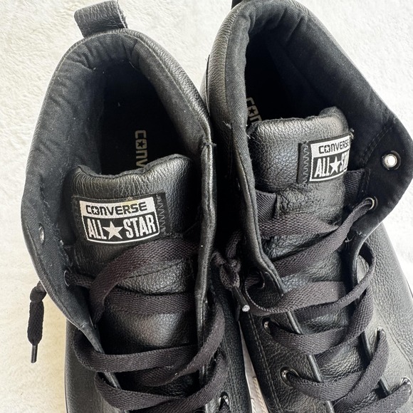 Converse Chuck Taylor All Star Shoes Mens Size 12 High Top Black Leather Sneaker - Picture 2 of 10